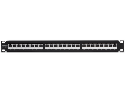 TRENDnet TC-P24C6AS 24-port Cat6A Shielded 1U Patch Panel, 1000BASE-T / 10GBASE-T Support, compatible with cat5e, cat6, cat6a, 110 or Krone type