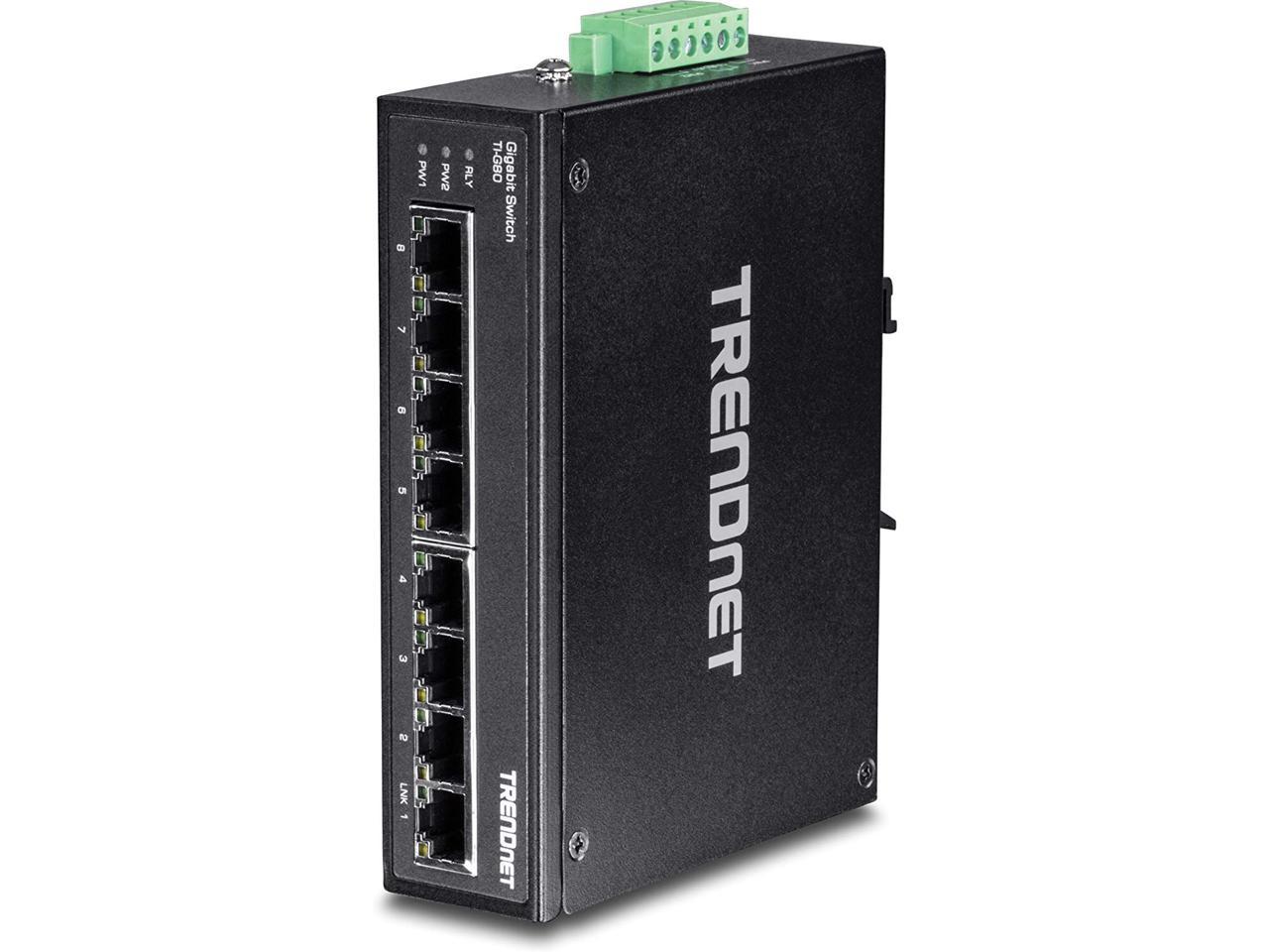 TRENDnet 8-Port Hardened Industrial Gigabit DIN-Rail Switch Limited Lifetime Warranty