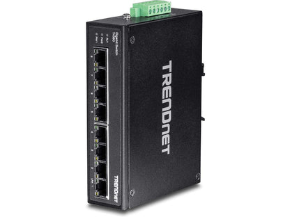 TRENDnet 8-Port Hardened Industrial Gigabit DIN-Rail Switch Limited Lifetime Warranty
