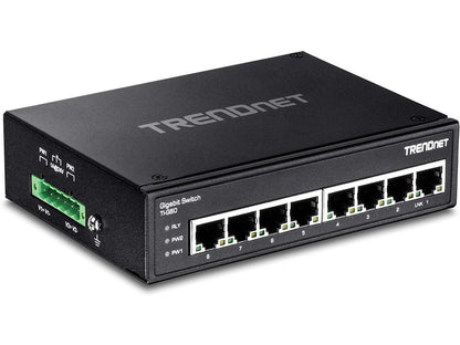TRENDnet 8-Port Hardened Industrial Gigabit DIN-Rail Switch Limited Lifetime Warranty