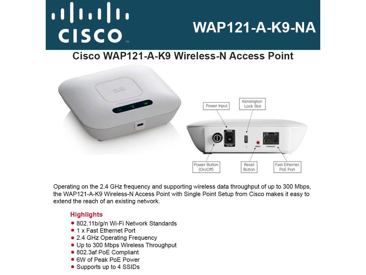 Cisco WAP121 Wireless-N Access Point with Single Point Setup (WAP121-A-K9-NA)