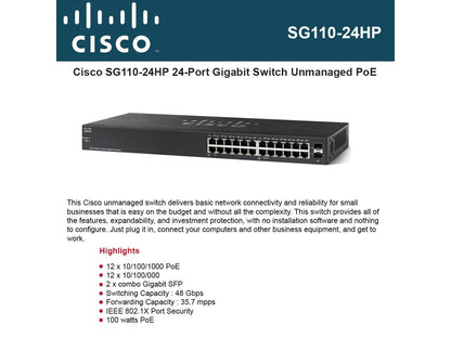 Sg11024hp 24 Port Poe Gigabit - SG110-24HP-NA