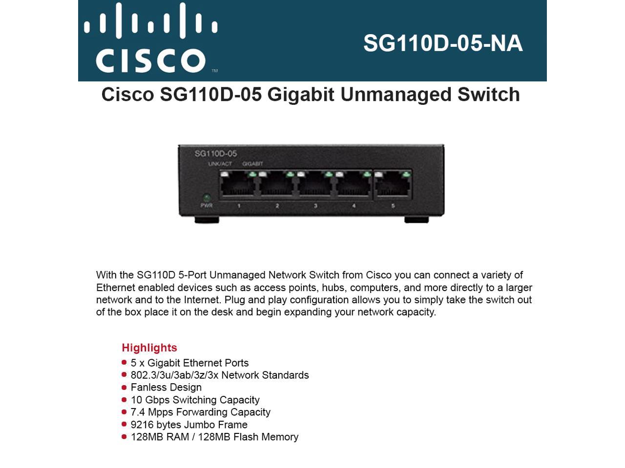 CISCO SMALL BUSINESS SG110D-05 - SWITCH - 5 PORTS - UNMANAGED