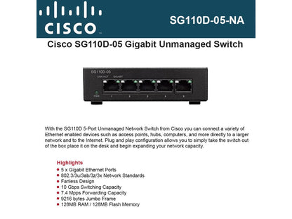CISCO SMALL BUSINESS SG110D-05 - SWITCH - 5 PORTS - UNMANAGED