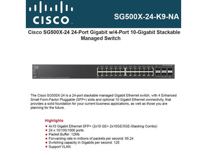 Cisco Small Business Sg500x-24 - Switch - 24 Ports - Managed - Rack-mountable - SG500X-24-K9-NA