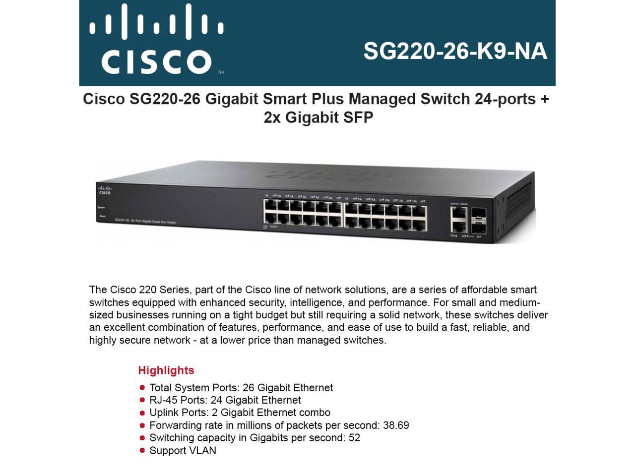Cisco Small Business Smart Plus Sg220-26 - Switch - 26 Ports - Managed - Desktop, Rack-mountable - SG220-26-K9-NA