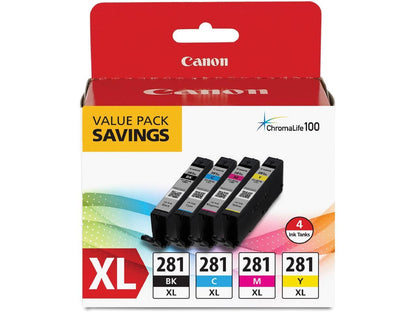 Canon CLI-281 XL High Yield Ink Cartridge - Combo Pack - Black/Cyan/Magenta/Yellow