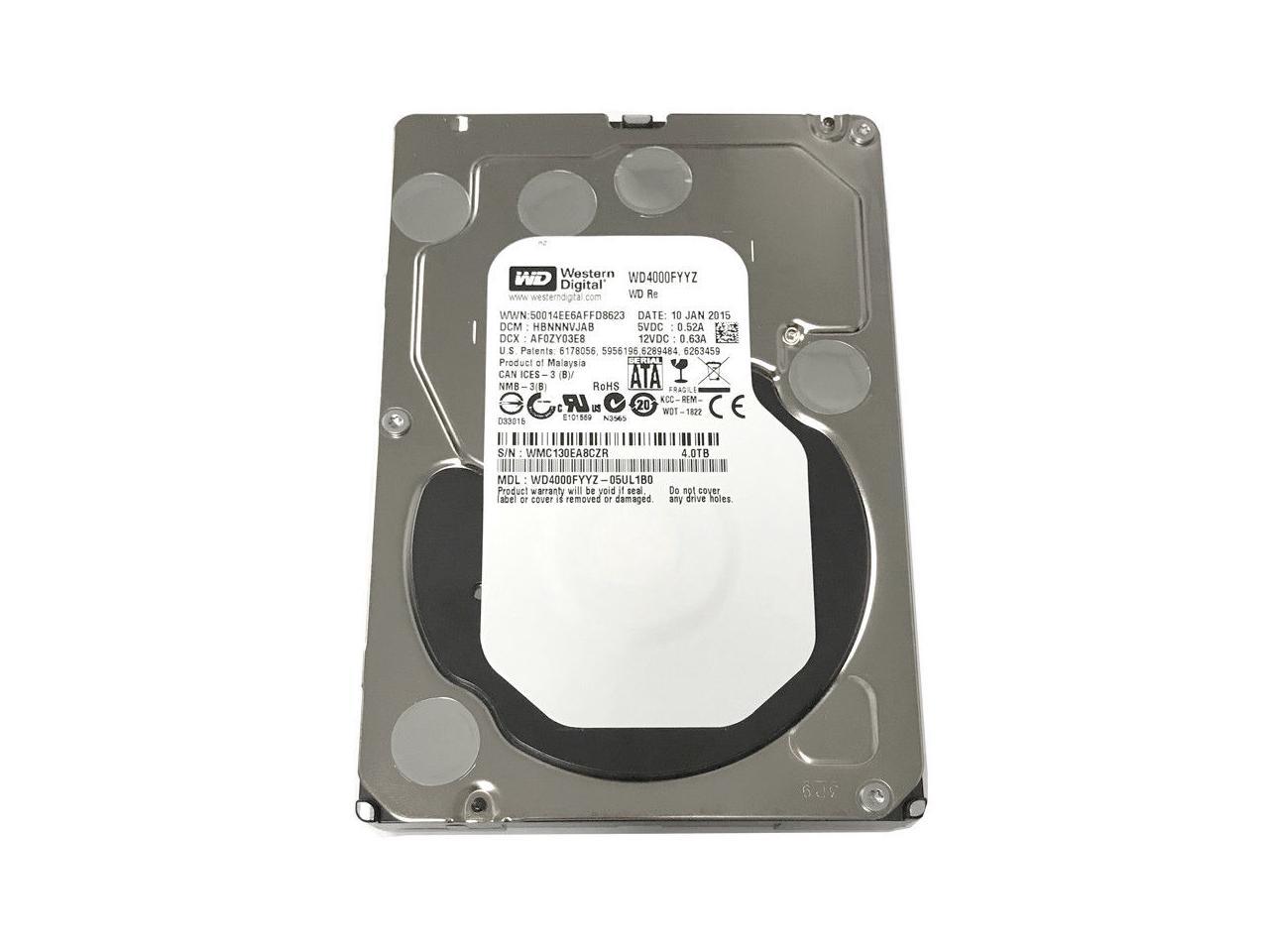 Western Digital RE WD4000FYYZ 4TB 7200 RPM 64MB Cache SATA 6Gb/s 3.5" Hard Drive