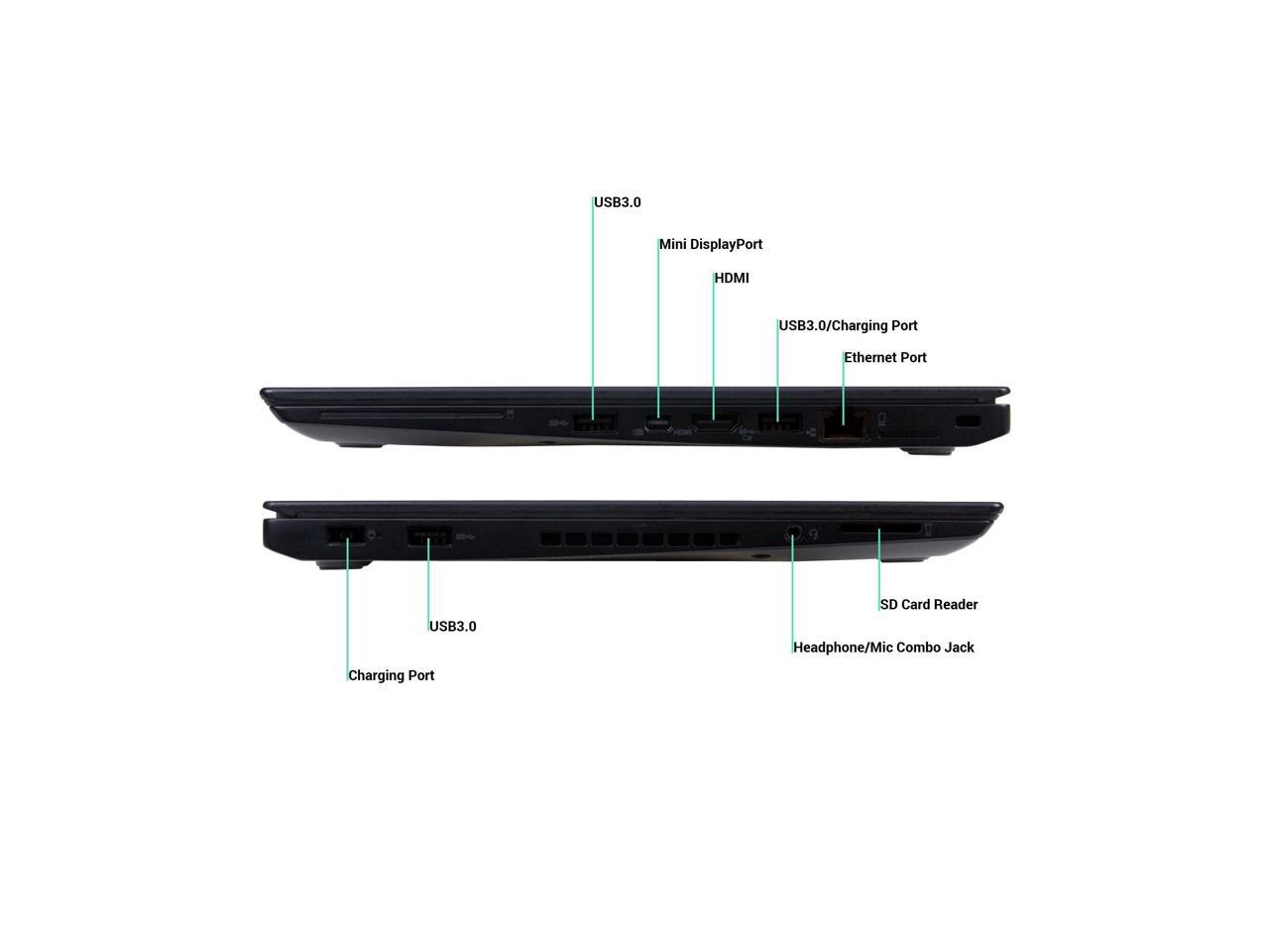 Lenovo Grade A Laptop T460S Intel Core i5 6th Gen 6300U (2.40 GHz) 8 GB Memory 256 GB SSD 14.0" Windows 10 Pro 64-Bit