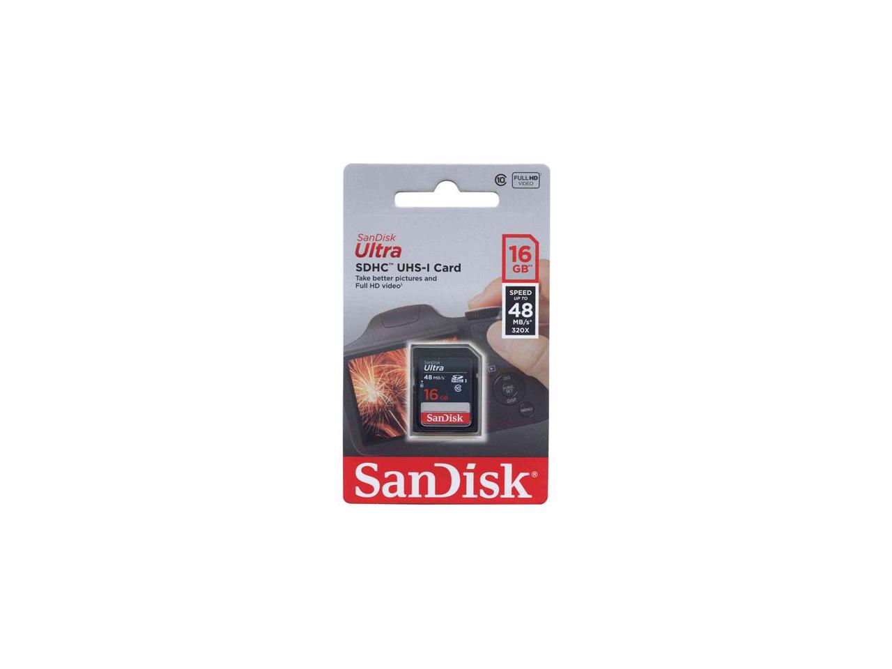 San Disk SDSDUNB-016G-GN3IN Ultra 16GB SD SDHC Memory Flash Card UHS-I Class 10 Read Speed