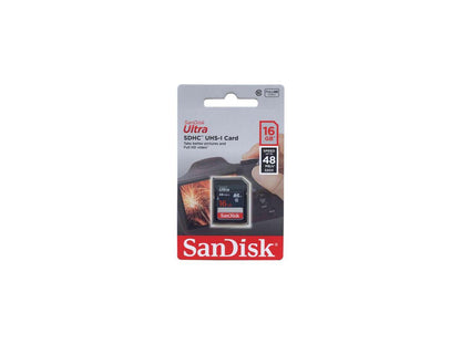 San Disk SDSDUNB-016G-GN3IN Ultra 16GB SD SDHC Memory Flash Card UHS-I Class 10 Read Speed