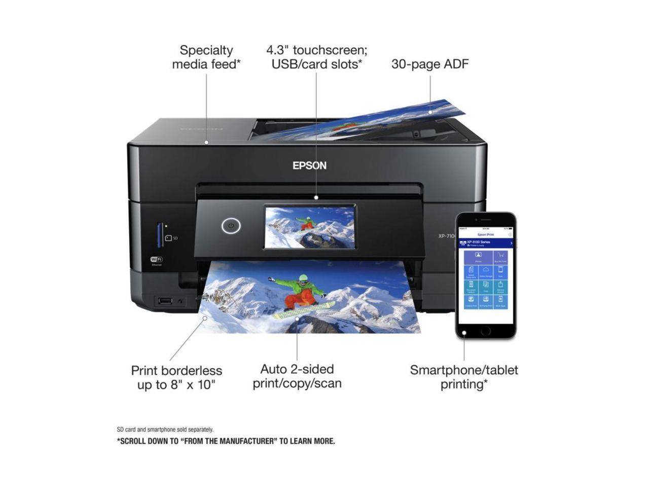 Epson XP-7100 Expression Premium Wireless Color Photo Printer Black