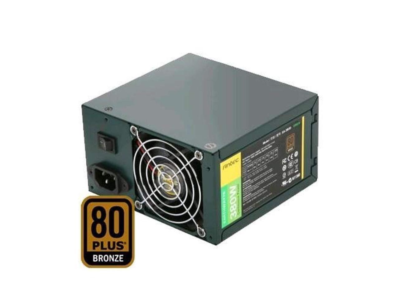 antec ea-380d green atx 12v v2.3 active pfc sata pci express 80-plus bronze 380w power supply ea380d green