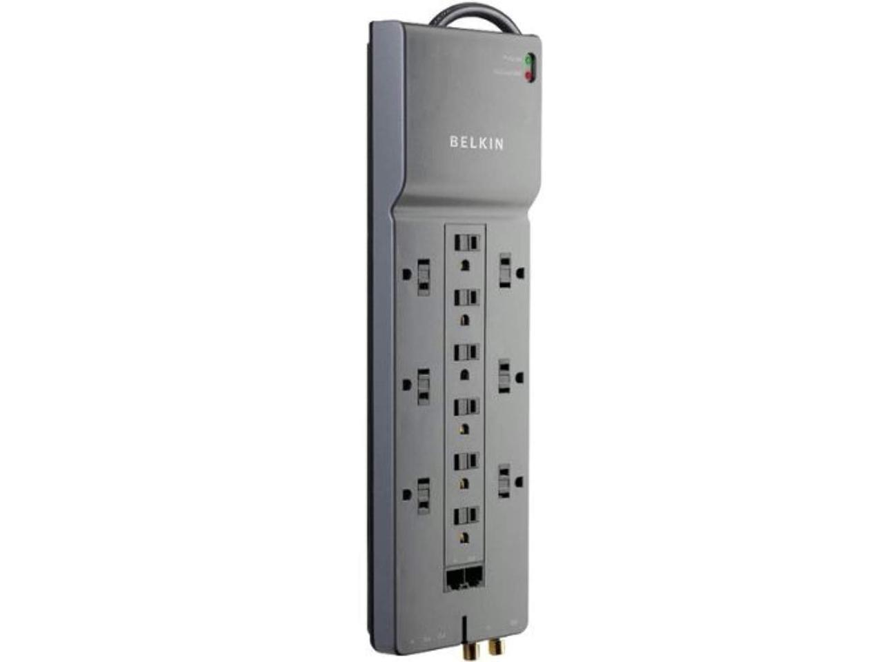 belkin be112234-10 12-outlet 8-foot 3996 joules home/office surge protector w/ phone,ethernet,coaxial protection&extended cord