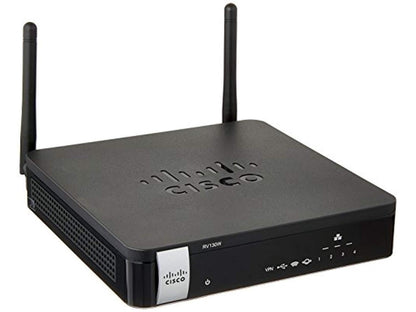 Cisco RV130W IEEE 802.11n Ethernet Wireless Router - 2.40 GHz ISM Band - 2 x Antenna(2 x External) - 54 Mbit/s Wireless Speed - 4 x Network Port - 1 x Broadband Port - Gigabit Ethernet - VPN Supported