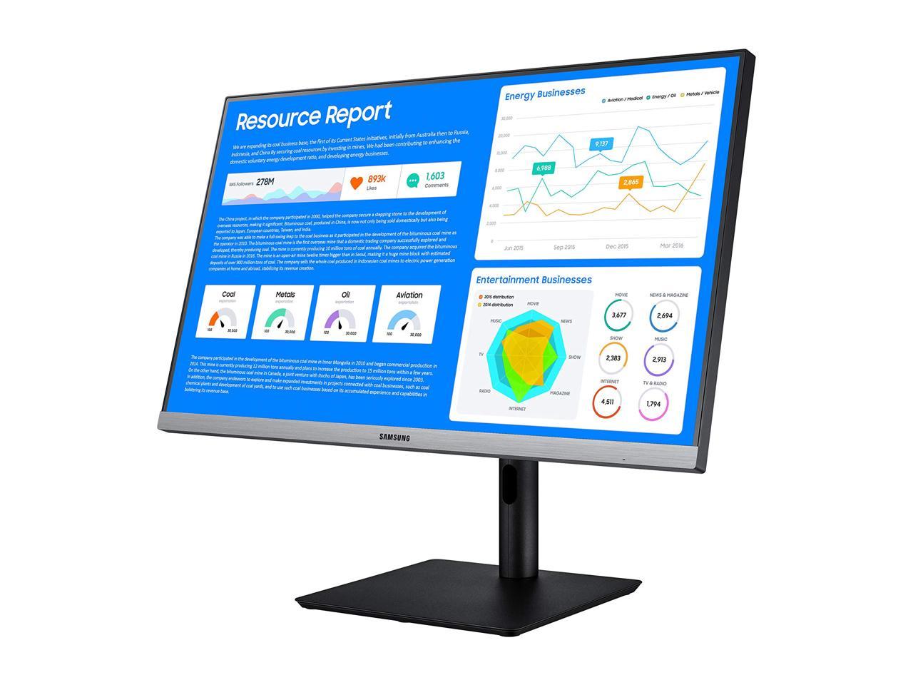 Samsung SR650 Series 24 inch IPS 1080p 75Hz Computer Monitor for Business with VGA, HDMI, DisplayPort, and USB Hub, 3-Year Warranty (S24R650FDN), Black