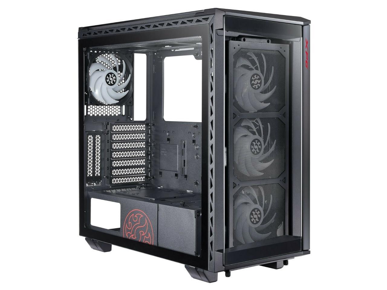 XPG BATTLECRUISER ATX Mid-Tower RGB Case: Tempered Glass Tool-Less Design Black