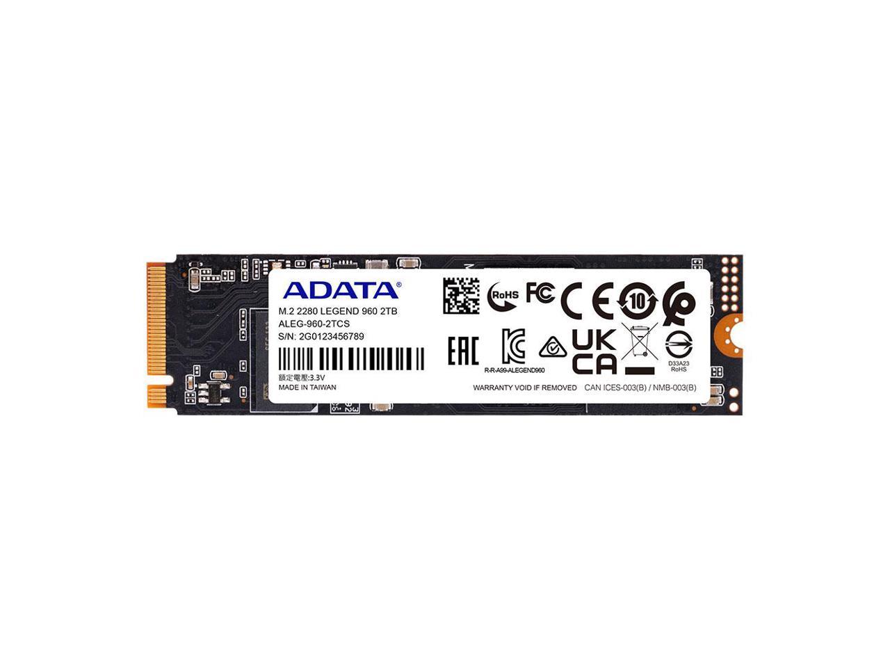 ADATA LEGEND 960 2TB SSD GEN4x4 M.2 2280 Internal Solid State Drive | PS5 Compatible - SMI SM2264 3D NAND | Up to 7400 MBps - Black/Gold 1PK | 1560 TBW