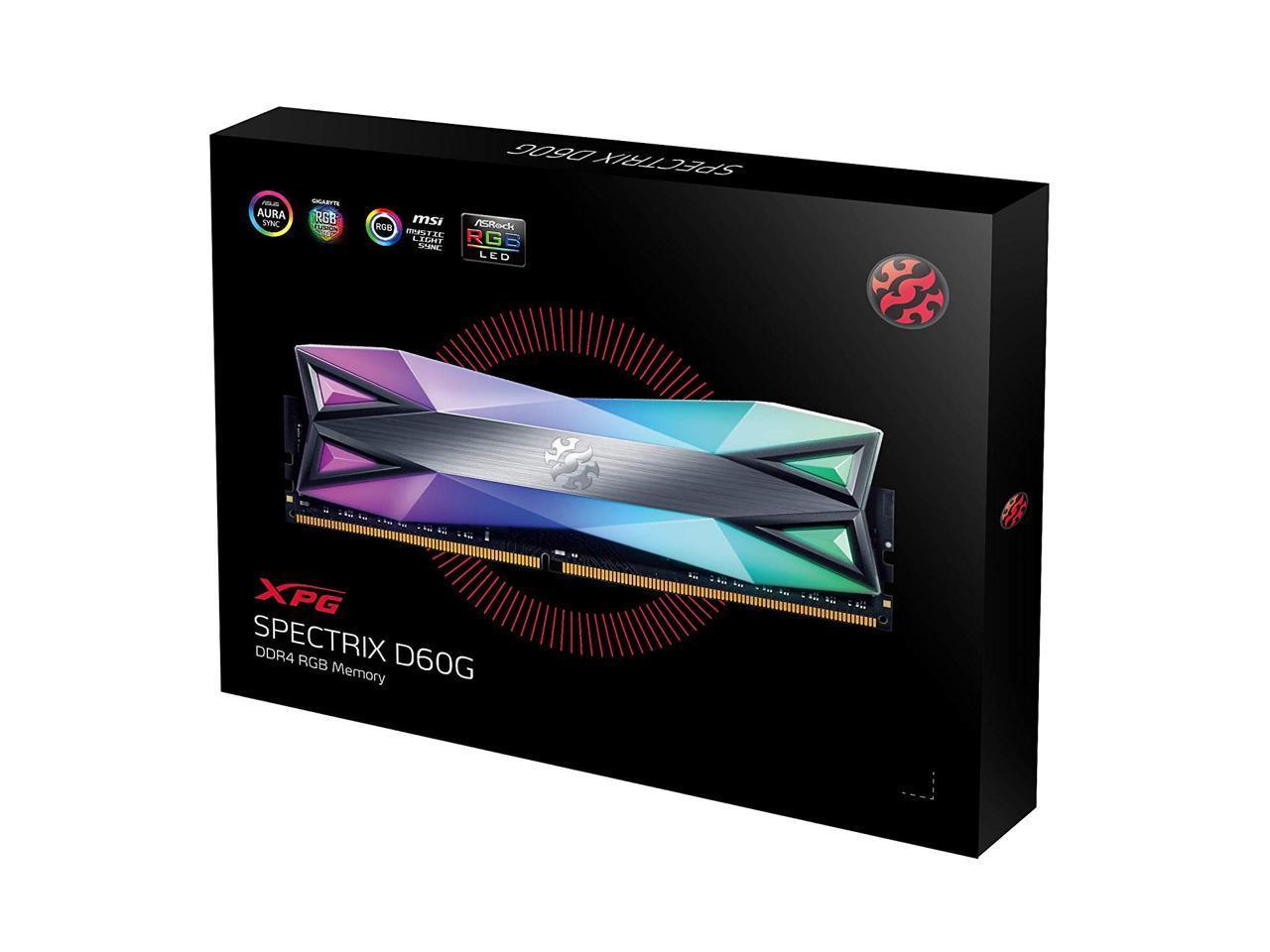 XPG SPECTRIX D60G RGB Desktop Memory Series: 16GB (2x8GB) DDR4 3600MHz CL18 GREY