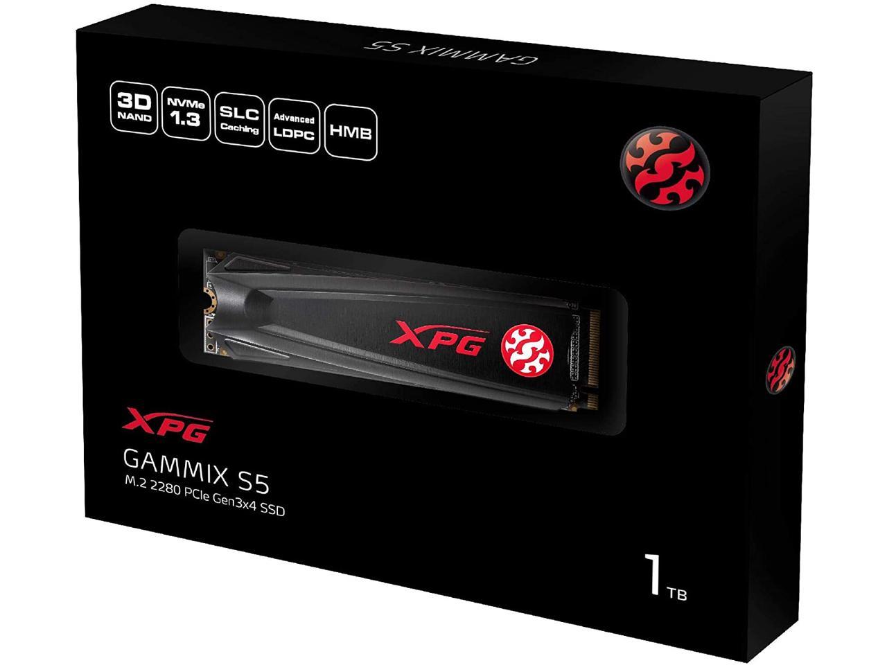 XPG GAMMIX Gaming SSD S5 Series: 1TB Internal PCIe Gen3x4 M.2 2280 (NVMe)