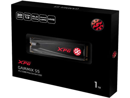 XPG GAMMIX Gaming SSD S5 Series: 1TB Internal PCIe Gen3x4 M.2 2280 (NVMe)