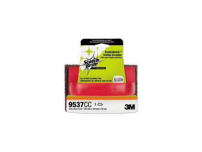 Scotchbrick Griddle Scrubber, 4 x 6 x 3, Red/Brown, 4 per Pack