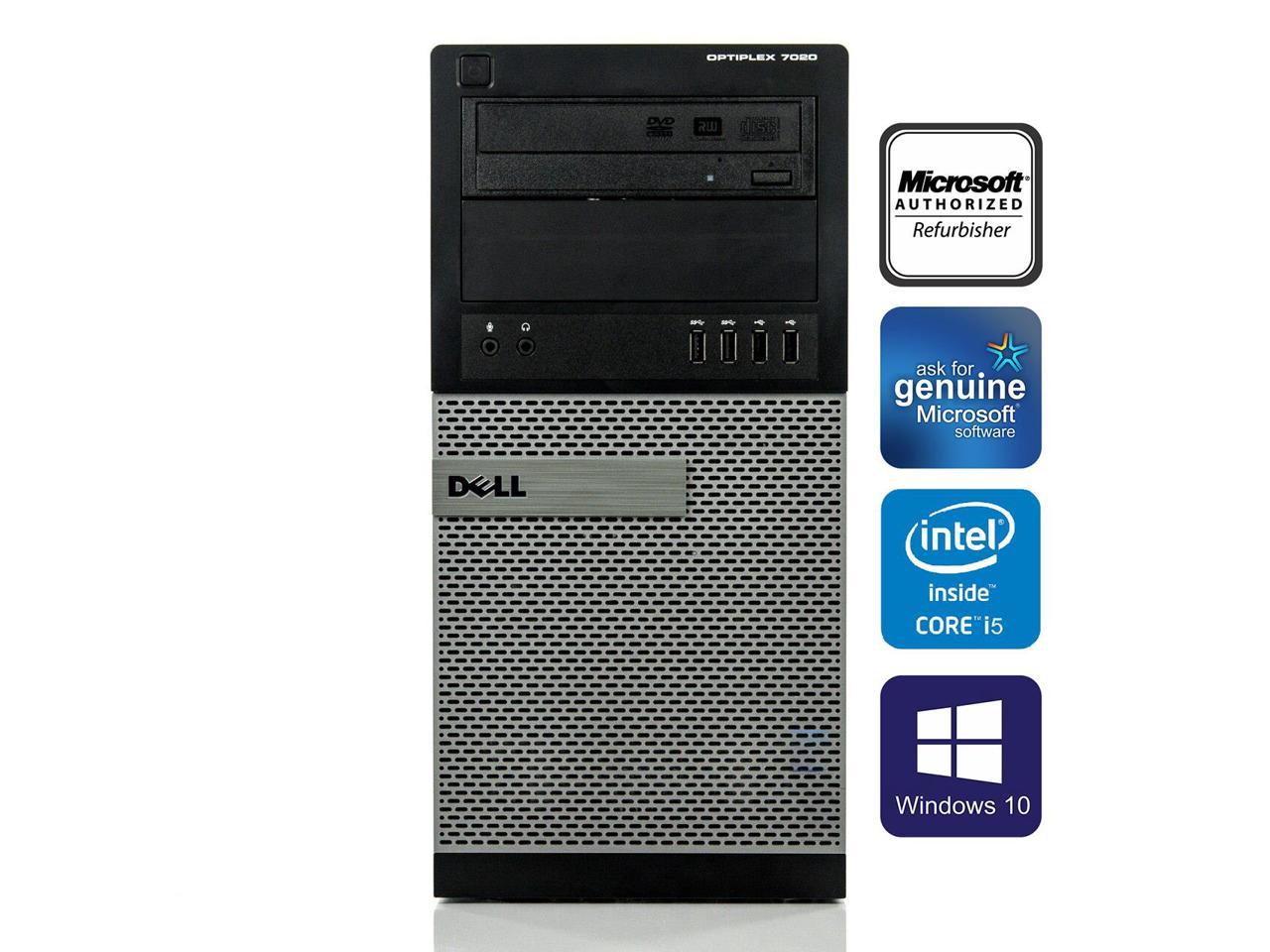 Dell Optiplex 7020 Tower Computer Intel Core i5 4570 8GB 500GB HDD DVD Windows 10 Professional New Free Keyboard, Mouse,Power cord,WiFi Adapter