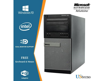 Dell Optiplex 7010 Tower Desktop Intel Core i5 3470 8GB 1TB HDD DVD Windows 10 Professional New Free Keyboard, Mouse,Power cord,WiFi Adapter