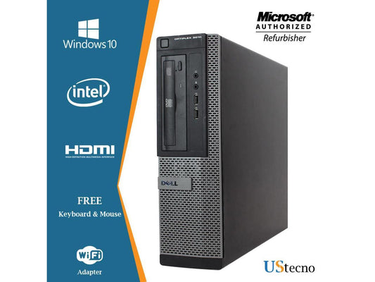 Dell Optiplex 3010 Desktop Computer Intel Core i5 3470 8GB 256GB SSD DVD Windows 10 Professional New Free Keyboard, Mouse,Power cord,WiFi Adapter