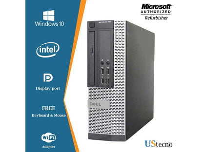Dell Optiplex 790 Desktop SFF Computer Intel Core i3 2100 8GB 500GB HDD DVD Windows 10 Professional New Free Keyboard, Mouse,Power cord,WiFi Adapter