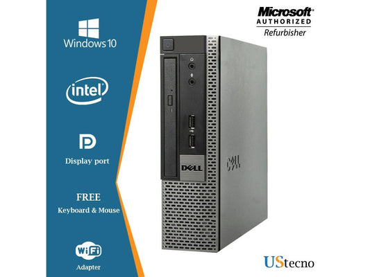 Dell Optiplex 790 USFF Computer Intel Core i5 2400 8GB 250GB HDD DVD Windows 10 Professional New Free Keyboard, Mouse,Power cord,WiFi Adapter