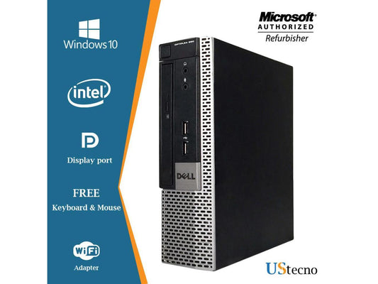 Dell Optiplex 990 USFF Computer Intel Core i5 2400S 8GB 256GB SSD DVD Windows 10 Professional New Free Keyboard, Mouse,Power cord,WiFi Adapter
