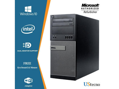 Dell Optiplex 9010 Tower Computer Intel Core i5 3470 8GB RAM 256GB SSD DVD Windows 10 Professional New Free Keyboard, Mouse,Power cord,WiFi Adapter