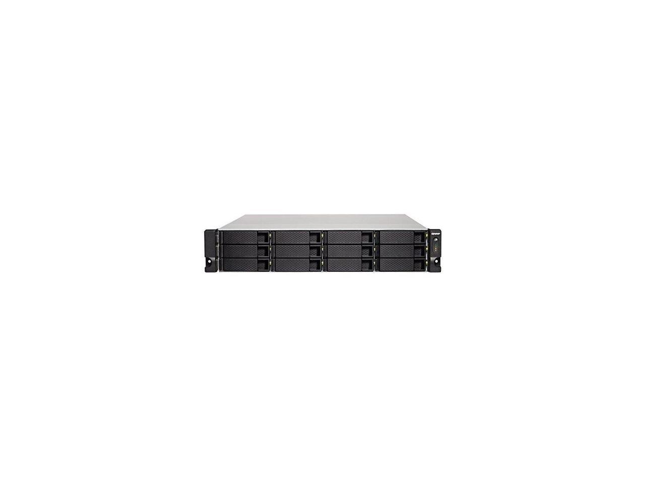 QNAP TS-1263XU-RP-4G-US 2U 12-Bay AMD 64bit x86-based NAS and iSCSI/IP-SAN, Quad Core 2.0GHz, 4GB RAM, 4 x 1GbE, 1 x 10GbE (10GBASE-T), Redundant PSU