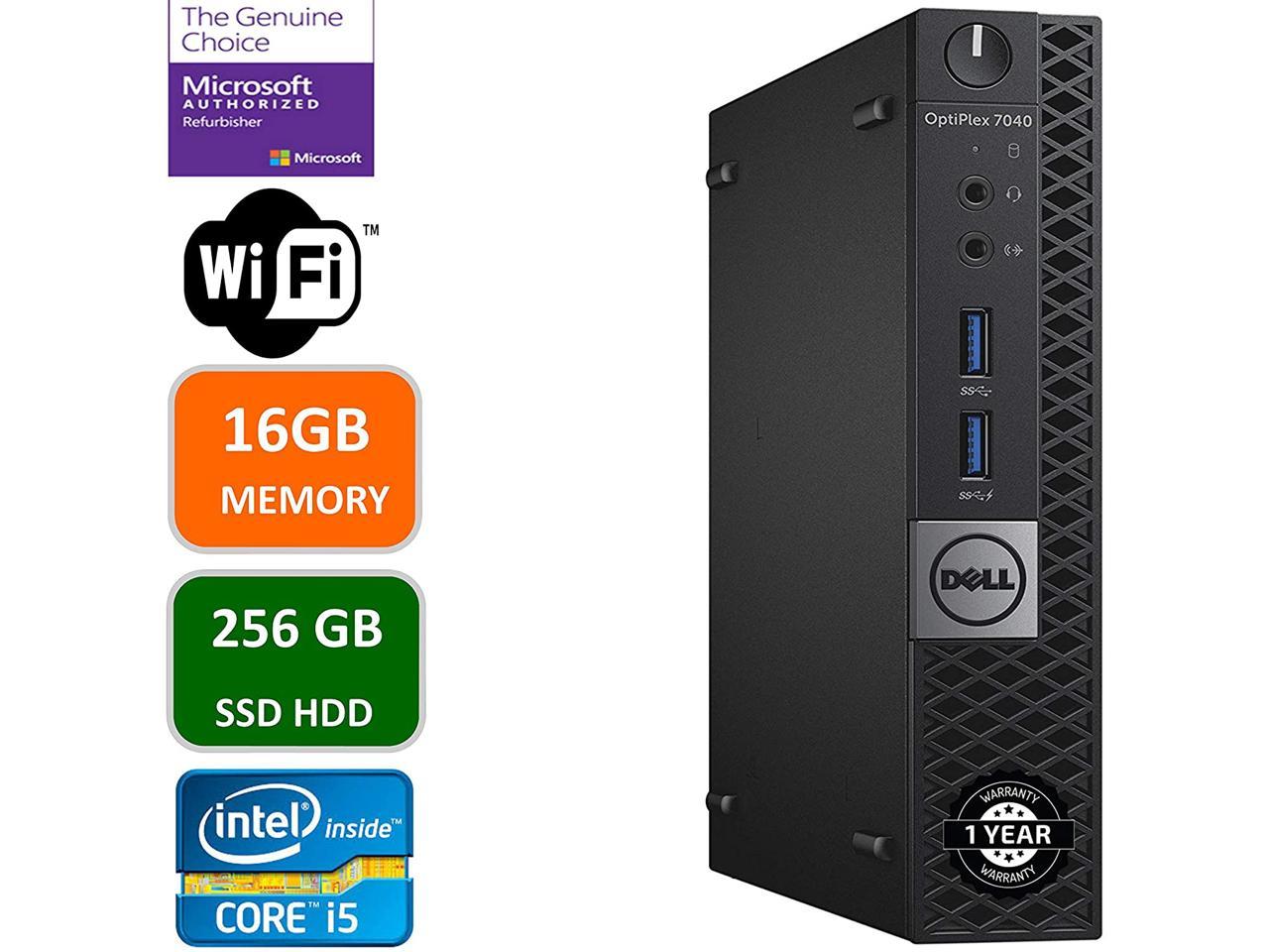 Dell Optiplex 7040 Micro Form Factor Desktop, Intel Quad Core i5 6500T 2.5Ghz, 16GB DDR4, 256GB NVMe SSD, Wi-Fi, HDMI, Windows 10 Pro
