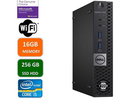Dell Optiplex 7040 Micro Form Factor Desktop, Intel Quad Core i5 6500T 2.5Ghz, 16GB DDR4, 256GB NVMe SSD, Wi-Fi, HDMI, Windows 10 Pro