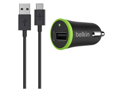 BELKIN COMPONENTS F7U002BT06-BLK USB-C TO USB-A CABLE WITH UNIVERSAL CAR CHARGER, 6 FEET.