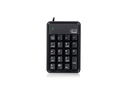 Adesso 19-Key Usb Numeric Keypad ,Built-In 3-Port Usb Hubs , Durable Mechnical