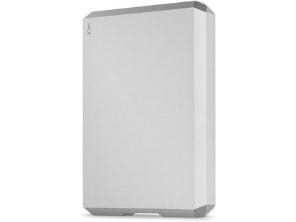 LaCie Mobile Drive 5TB External Hard Drive Portable HDD – Moon Silver USB-C USB 3.0, for Mac and PC Desktop, 1 Month Adobe CC (STHG5000400)