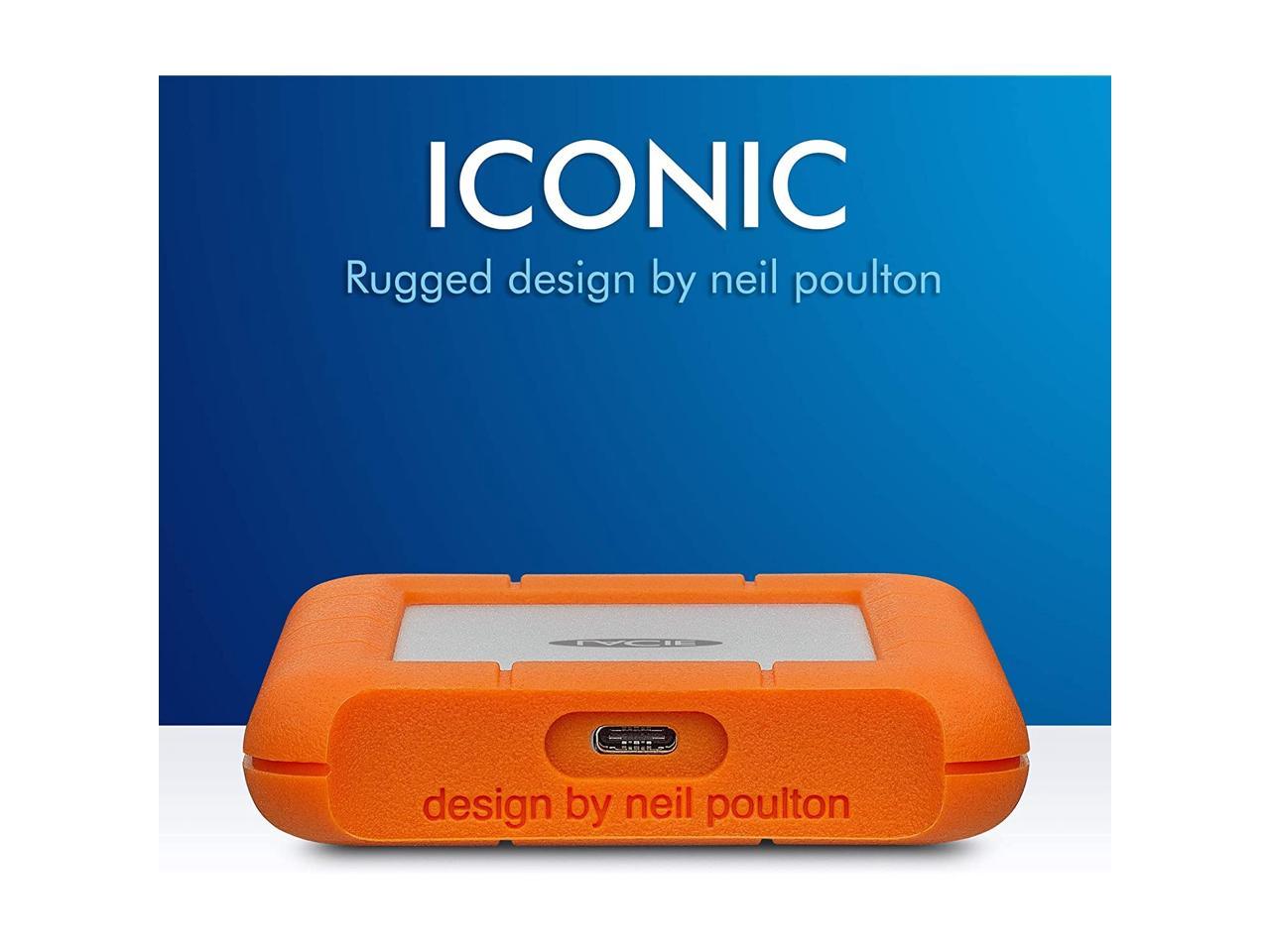 LaCie Rugged USB-C 4TB External Hard Drive Portable HDD – USB 3.0, Drop Shock Dust Rain Resistant Shuttle Drive, for Mac and PC Computer Desktop Workstation Laptop, 1 Month Adobe CC (STFR4000800)