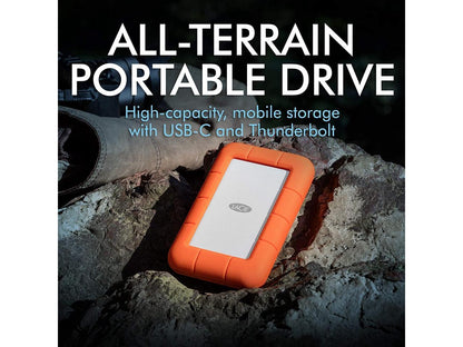 LaCie Rugged Thunderbolt USB-C 2TB External Hard Drive Portable HDD – USB 3.0 compatible, Drop Shock Dust Water Resistant, Mac and PC Computer Desktop Workstation Laptop, 1 Mo Adobe CC (STFS2000800)