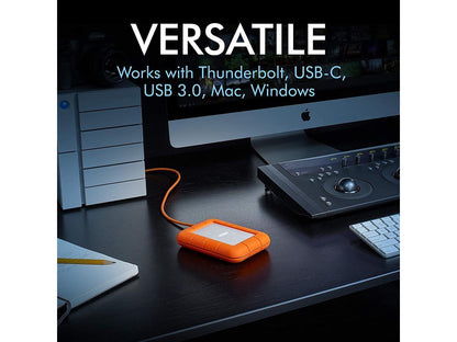LaCie Rugged Thunderbolt USB-C 5TB External Hard Drive Portable HDD – USB 3.0 compatible, Drop Shock Dust Water Resistant, Mac and PC Computer Desktop Workstation Laptop, 1 Mo Adobe CC (STFS5000800)