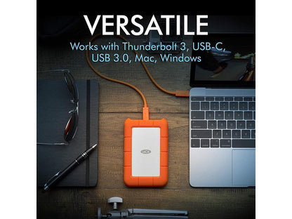 LaCie Rugged USB-C 5TB External Hard Drive Portable HDD – USB 3.0, Drop Shock Dust Rain Resistant Shuttle Drive, for Mac and PC Computer Desktop Workstation Laptop, 1 Month Adobe CC (STFR5000800)