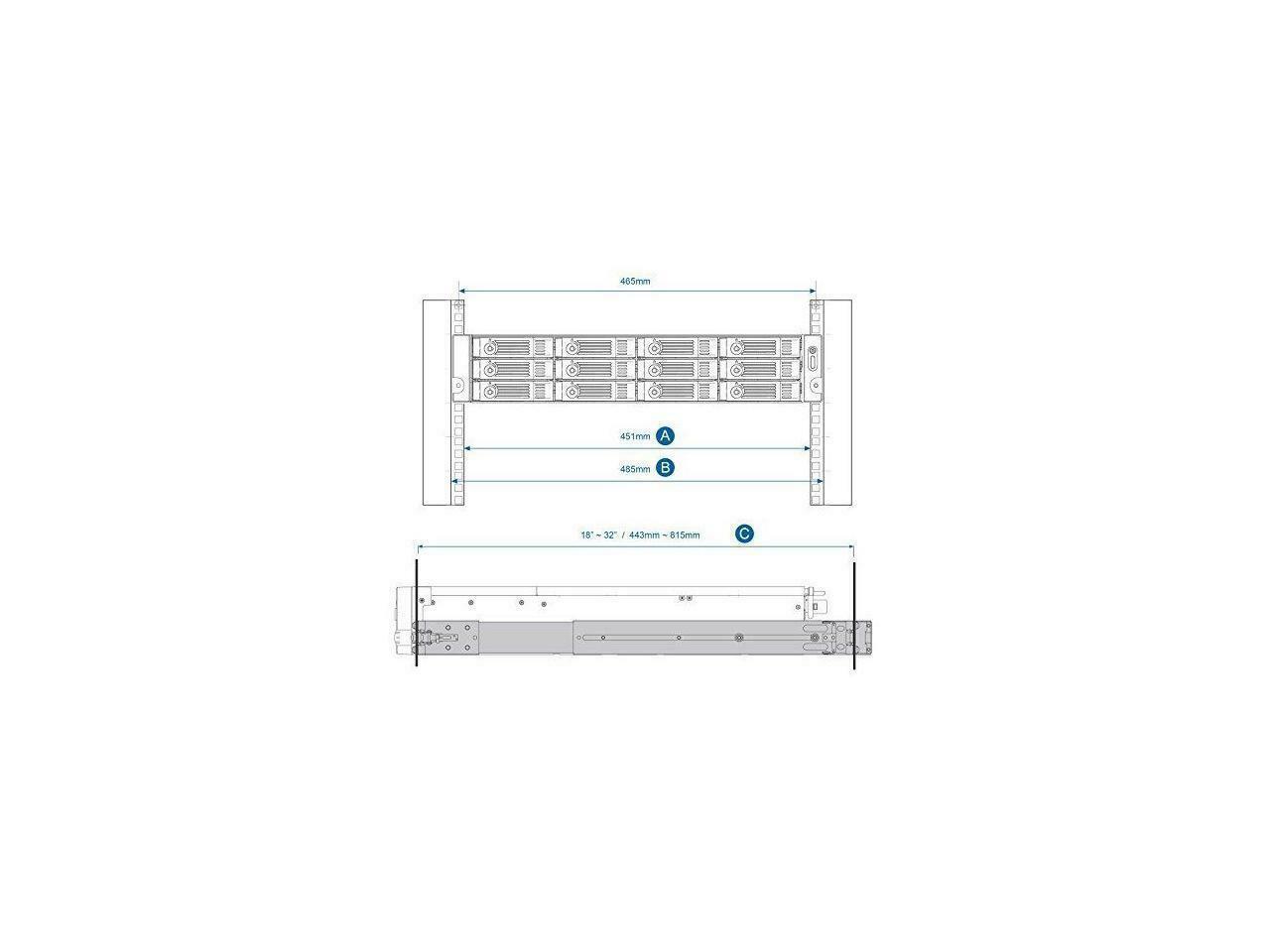 QNAP RAIL-B02 Rail Kit For 1270U 1269U 870U 871U 1271U 869U 1253U 853U 471U