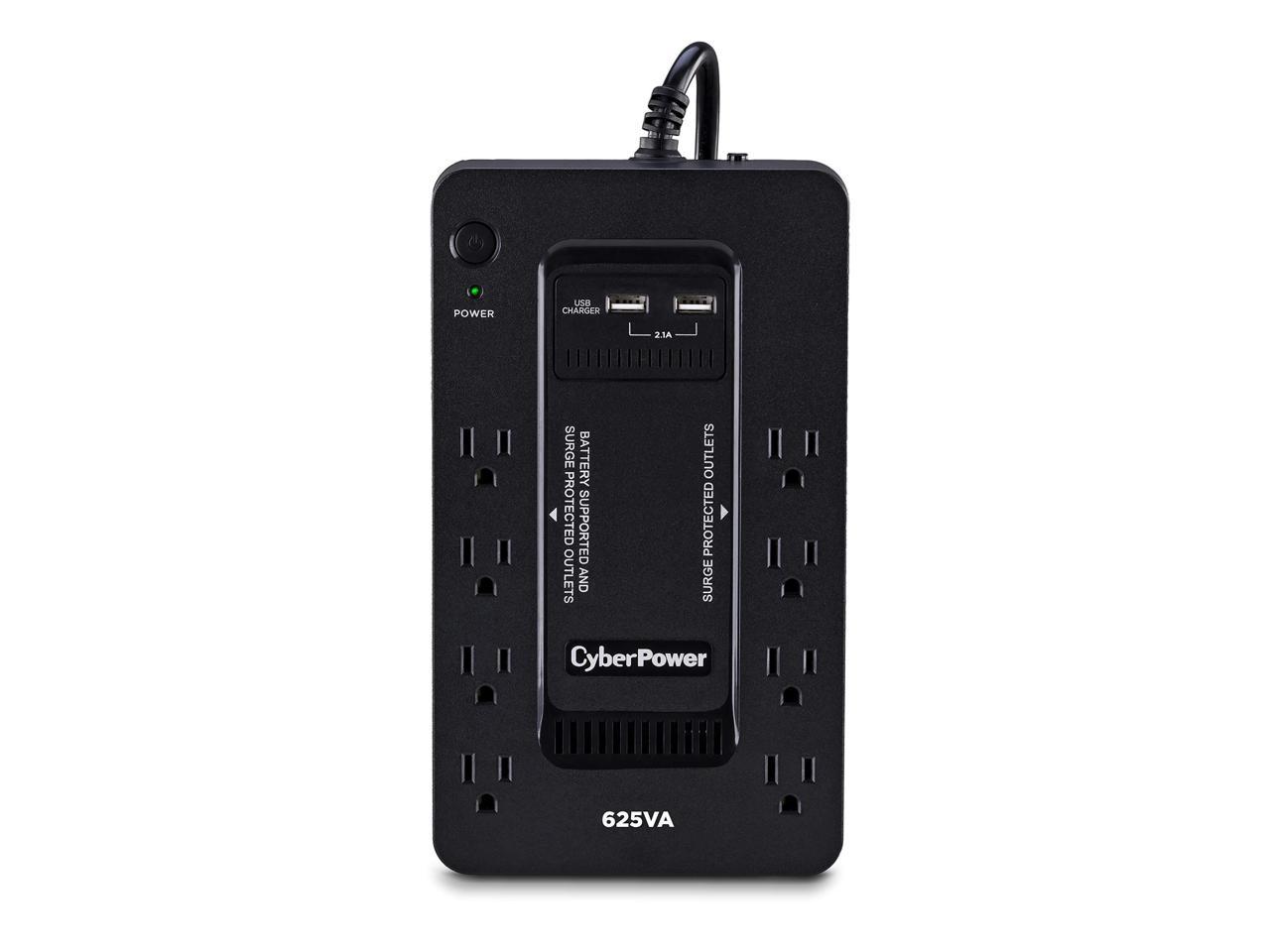 CyberPower ST625U Standby UPS System, 625 VA / 360 Watts, 8 Outlets, 2 USB Charging Ports, Compact