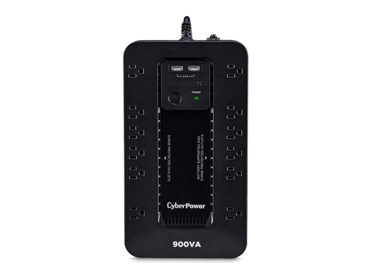 CyberPower ST900U Standby UPS System, 900 VA / 500 Watts, 12 Outlets, 2 USB Charging Ports, Compact