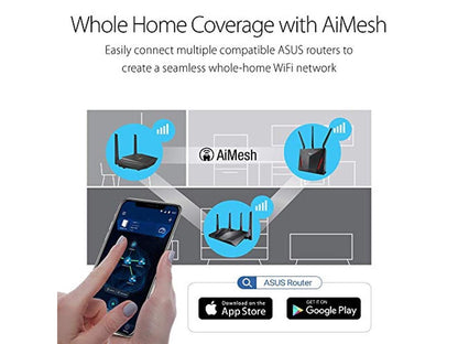 ASUS RT-AX55 AX1800 Dual Band WiFi 6 Gigabit Router, 802.11ax, Lifetime Internet Security, Parental Control, Mesh WiFi Support, MU-MIMO, OFDMA, 4 Gigabit LAN Ports, Beamforming (RT-AX55(Black))