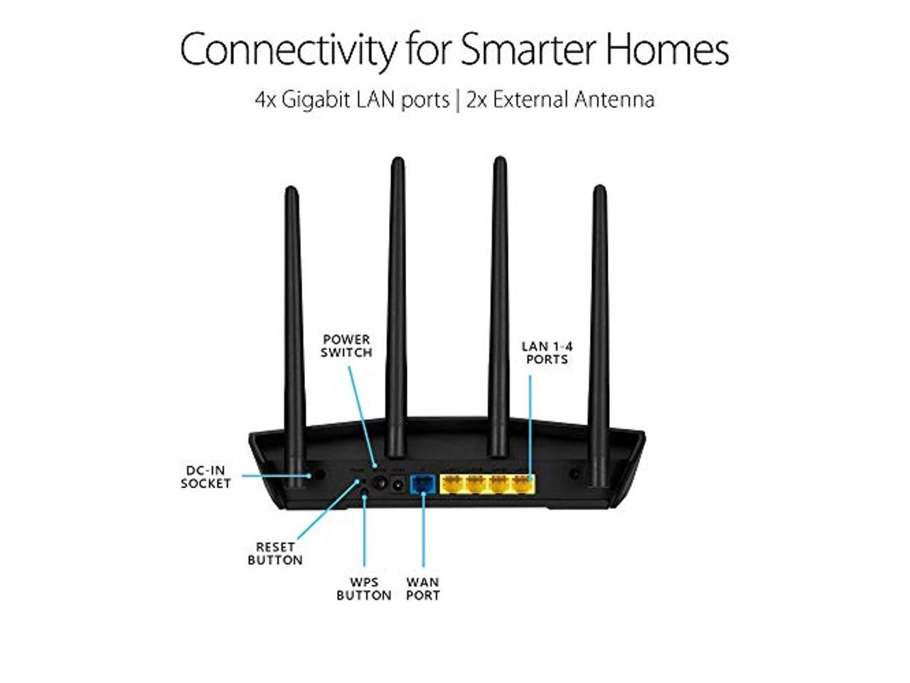 ASUS RT-AX55 AX1800 Dual Band WiFi 6 Gigabit Router, 802.11ax, Lifetime Internet Security, Parental Control, Mesh WiFi Support, MU-MIMO, OFDMA, 4 Gigabit LAN Ports, Beamforming (RT-AX55(Black))