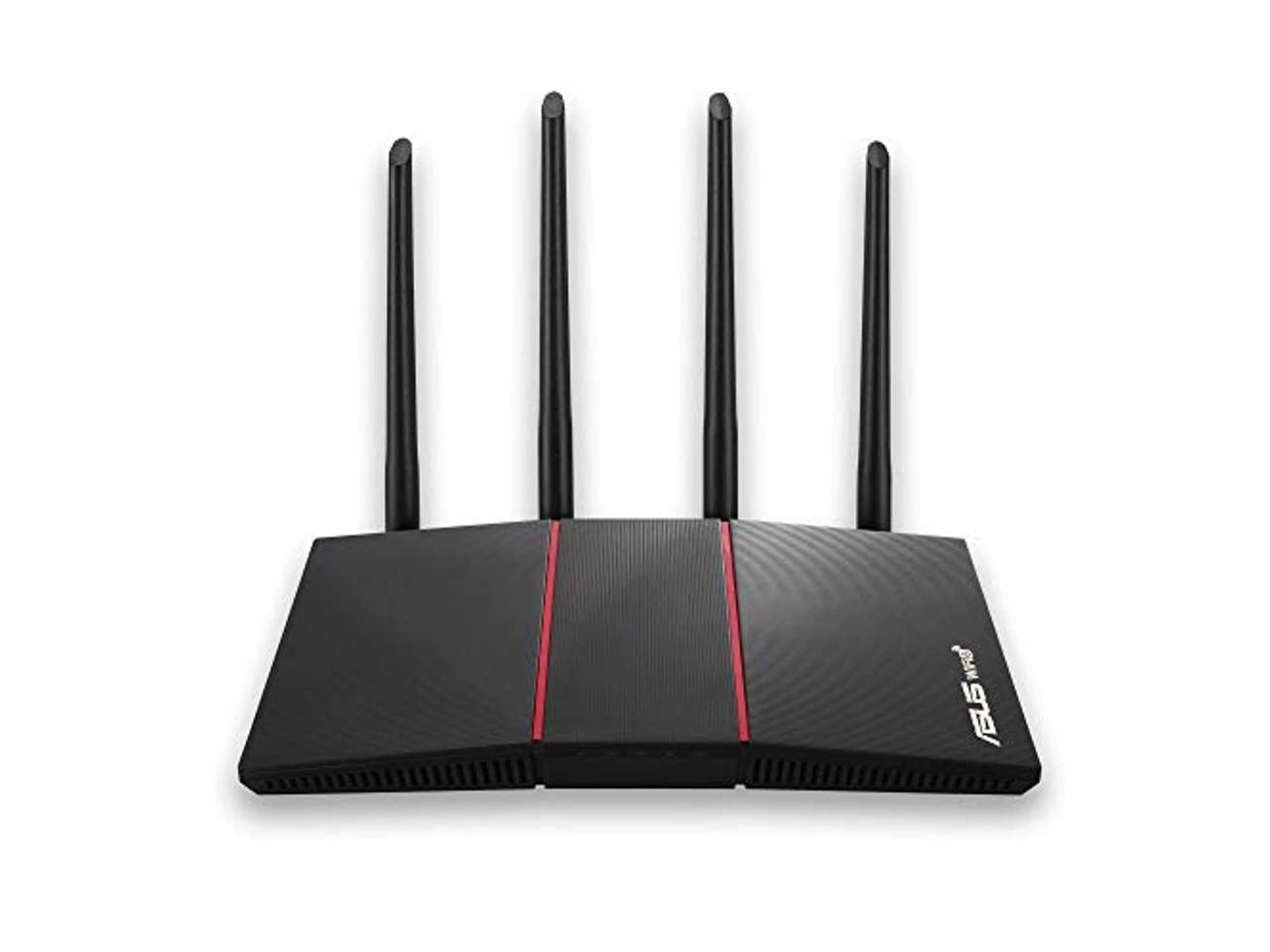 ASUS RT-AX55 AX1800 Dual Band WiFi 6 Gigabit Router, 802.11ax, Lifetime Internet Security, Parental Control, Mesh WiFi Support, MU-MIMO, OFDMA, 4 Gigabit LAN Ports, Beamforming (RT-AX55(Black))