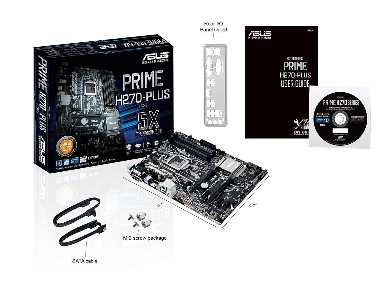 ASUS PRIME H270-PLUS/CSM LGA 1151 Intel H270 HDMI SATA 6Gb/s USB 3.1 ATX Motherboards - Intel